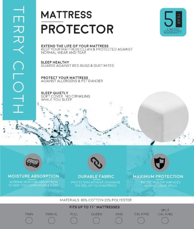 Terry Cloth Mattress Protector Bedding Protectors