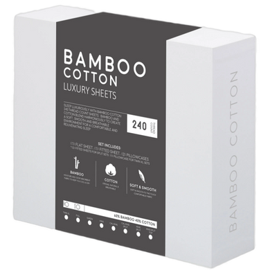 Bamboo Cotton Luxury Bed Sheets - White