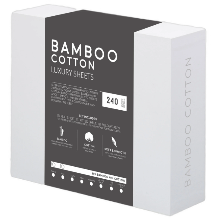 Bamboo Cotton Luxury Bed Sheets - Grey